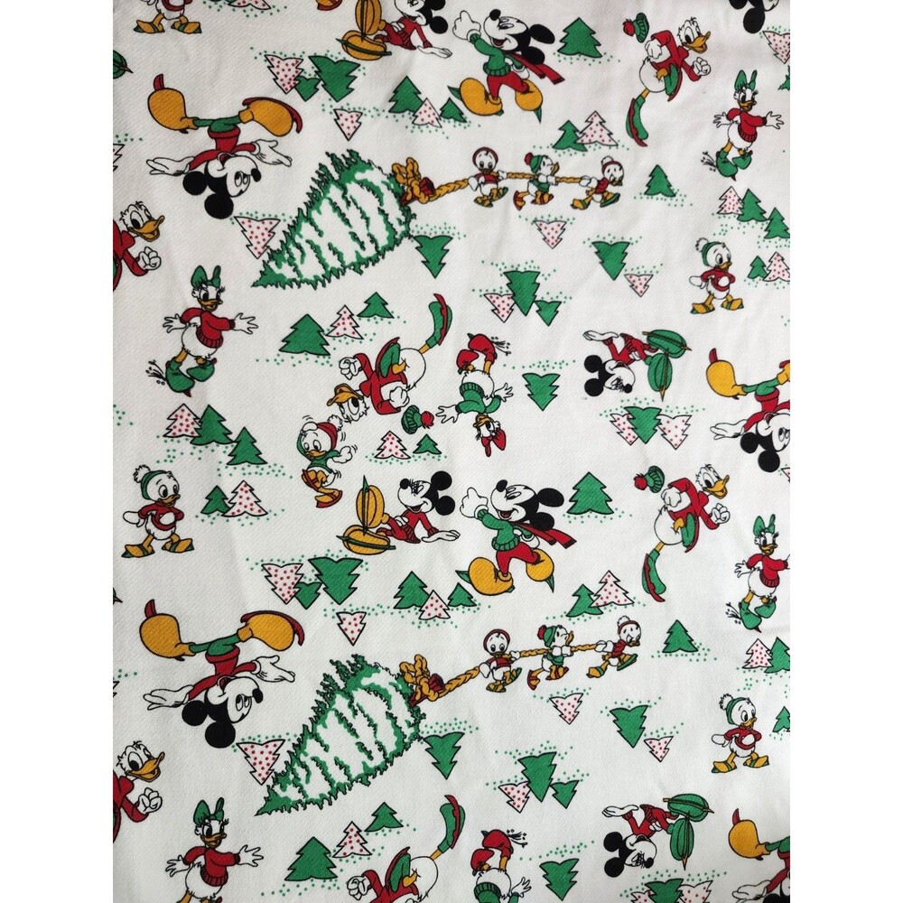 Vintage Disney Christmas Fabric 2 Yards Mickey Donald Peter Pan Cotton Blend